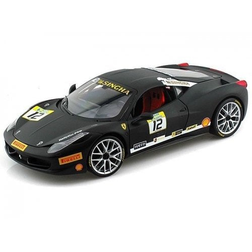 Hot Wheels Bct90 Ferrari 458 Challenge Matt Black #12 1/18 Diecast Car Model By Hotwheels