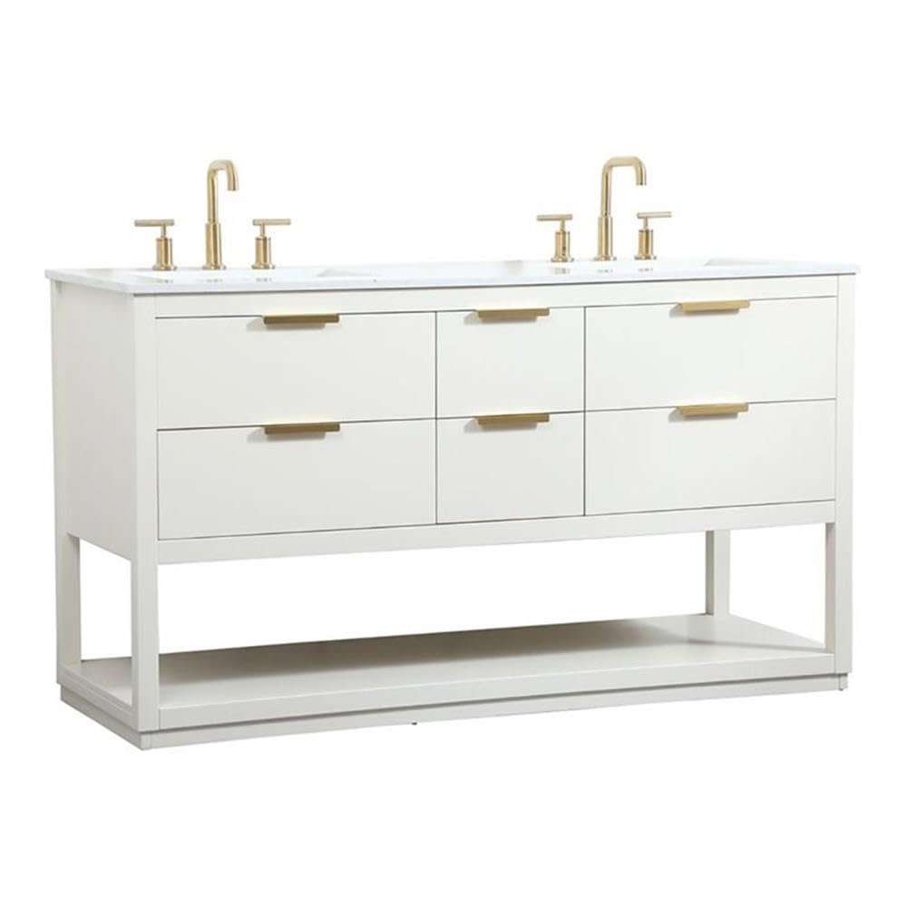 Elegant Decor Larkin 60 Solid Wood Mdf Single Bathroom Vanity In White