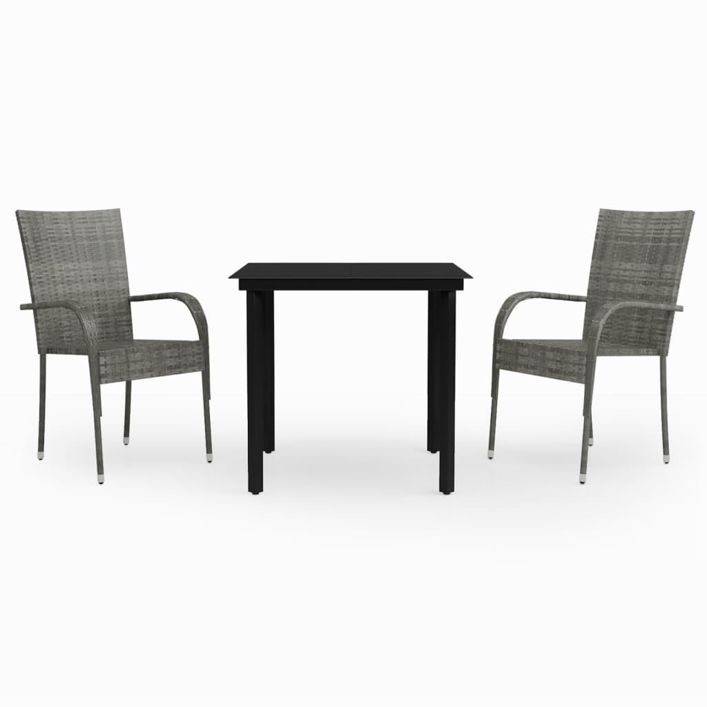 vidaXL 5 Piece Patio Dining Set Gray and Black