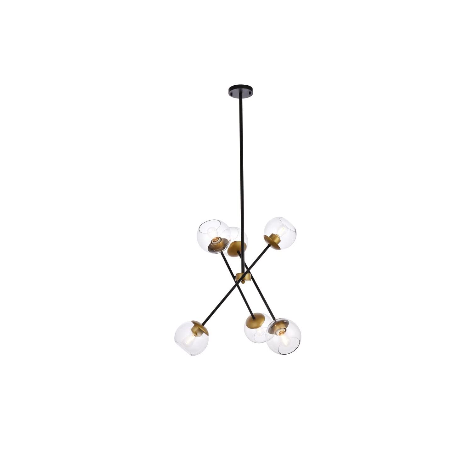 Axl 24 inch pendant in black and brass with clear shade