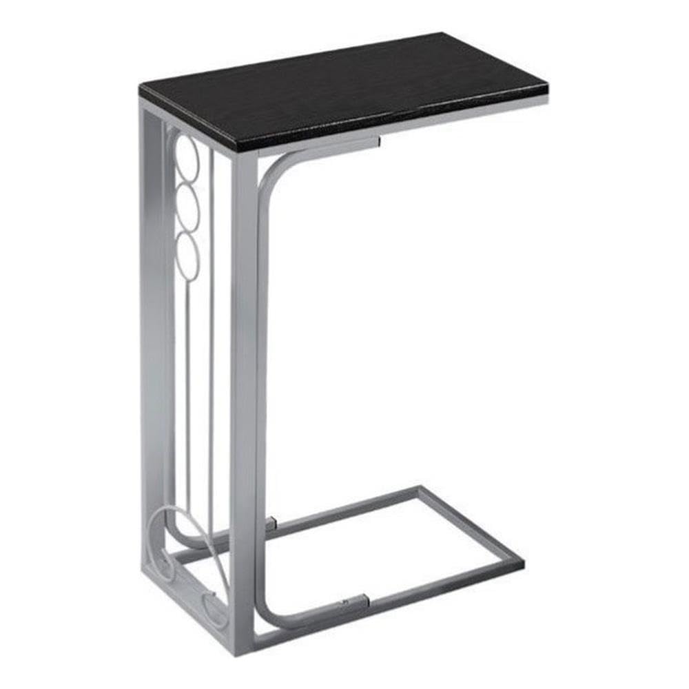 Accent Table, C-Shaped, End, Side, Snack, Living Room, Bedroom, Metal, Laminate, Black, Grey, Transitional