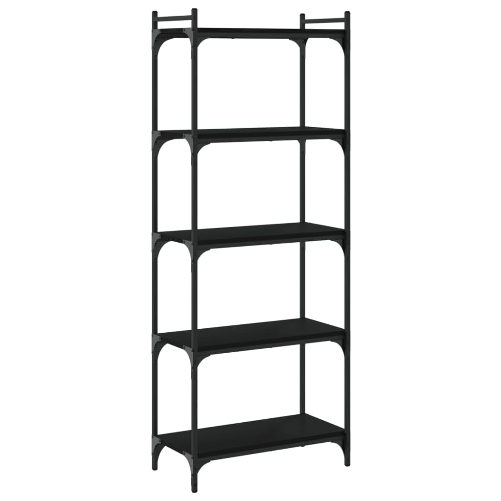 vidaXL Bookcase 5-Tier Black 23.6x11.8"x60.6" Engineered Wood"