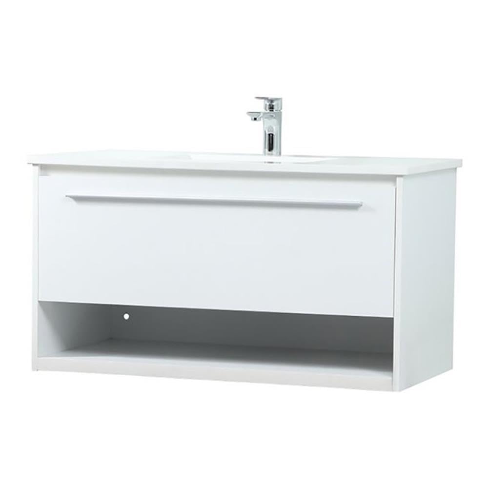 Elegant Decor Roman 36 Aluminum Alloy Mdf Single Bathroom Vanity In White