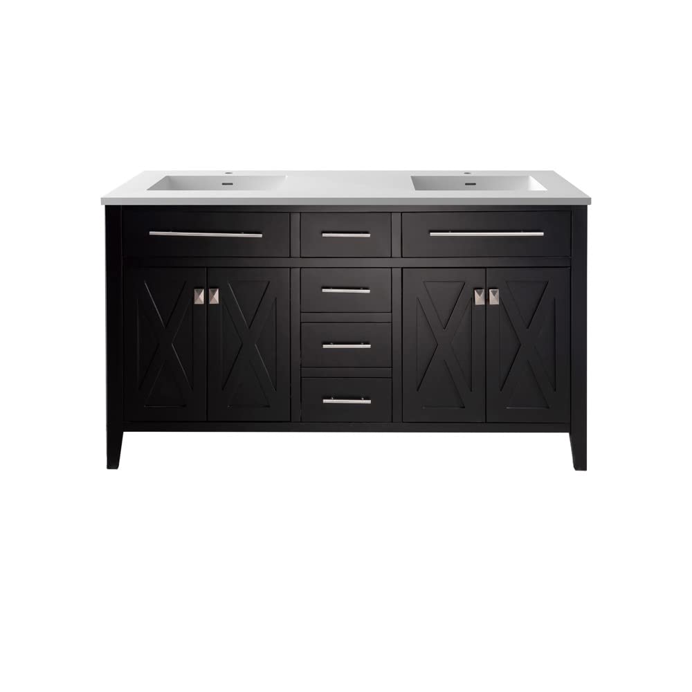 Wimbledon - 60 - Espresso Cabinet + Matte White VIVA Stone Solid Surface Countertop