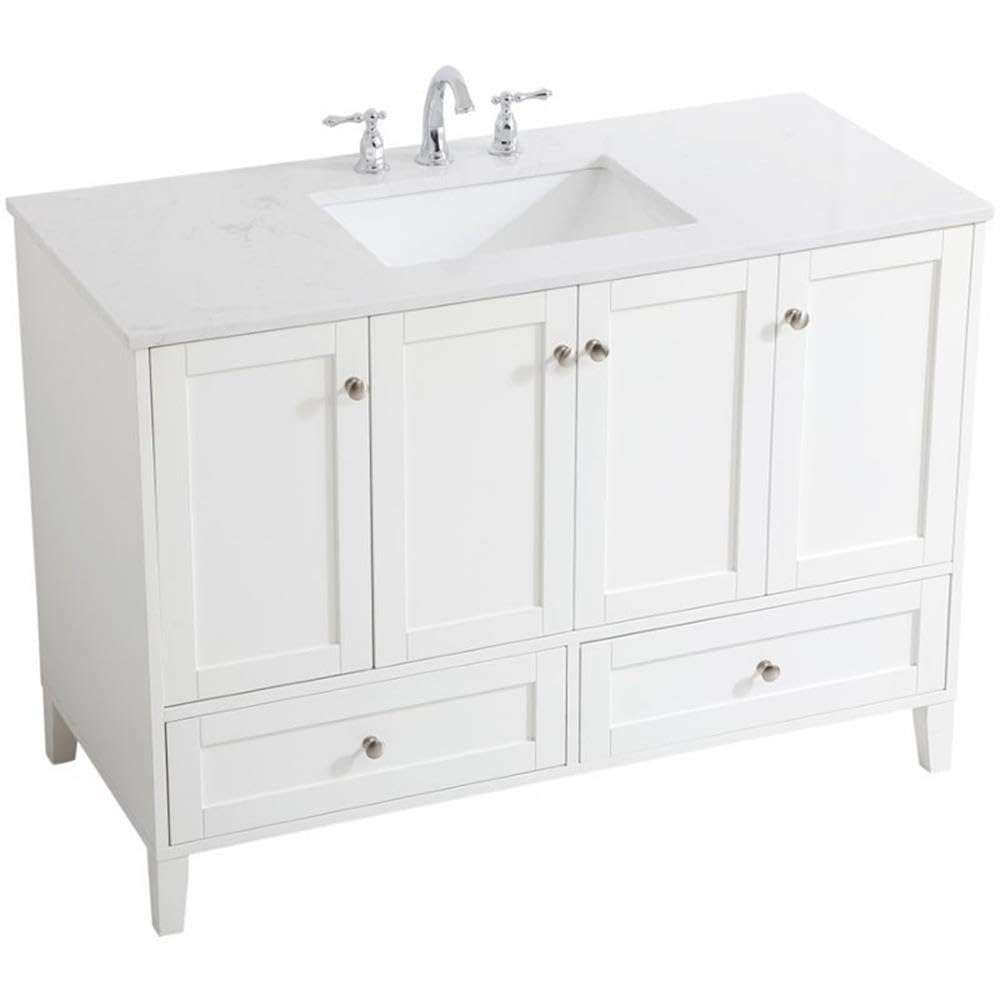 Elegant Decor Sommerville 48 Single Quartz Top Bathroom Vanity In White