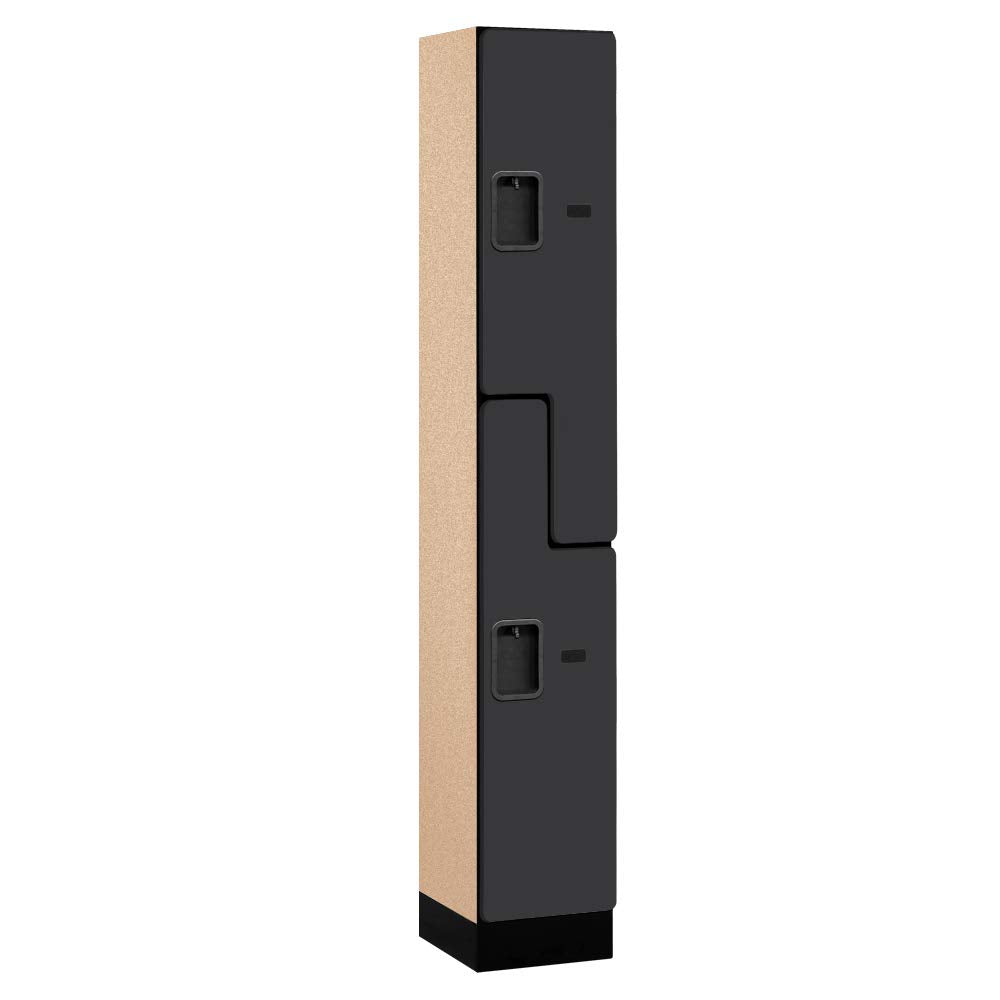 12 Wide Double Tier S Style Designer Wood Locker - 1 Wide - 6 Feet High - 15 Inches Deep - Black