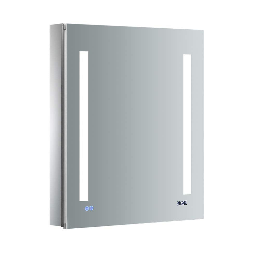Fresca Tiempo 24 Wide X 30 Tall Wall Mount Bathroom Medicine Cabinet With Dimmable Led Lights, Right Hinge, 3 Shelves, Anti-