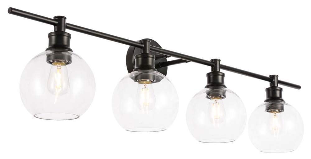 Living District Collier 4-Light Metal Wall Sconce In Black And Clear Glass
