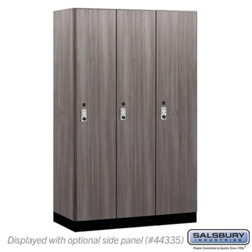 Salsbury 15 Wide Premier Wood Locker-Single Tier-3 Wide-6 Feet High-21” Deep-Skyline Walnut-Silver Resettable Combination Locks