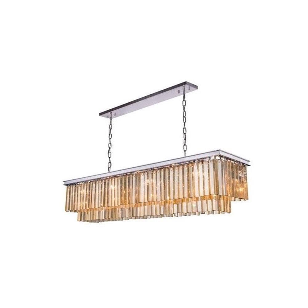 Sydney 12 light polished nickel Chandelier Golden Teak (Smoky) Royal Cut Crystal