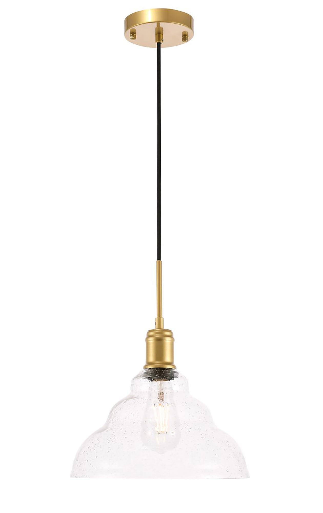Gil 1 light Brass and Clear seeded glass pendant