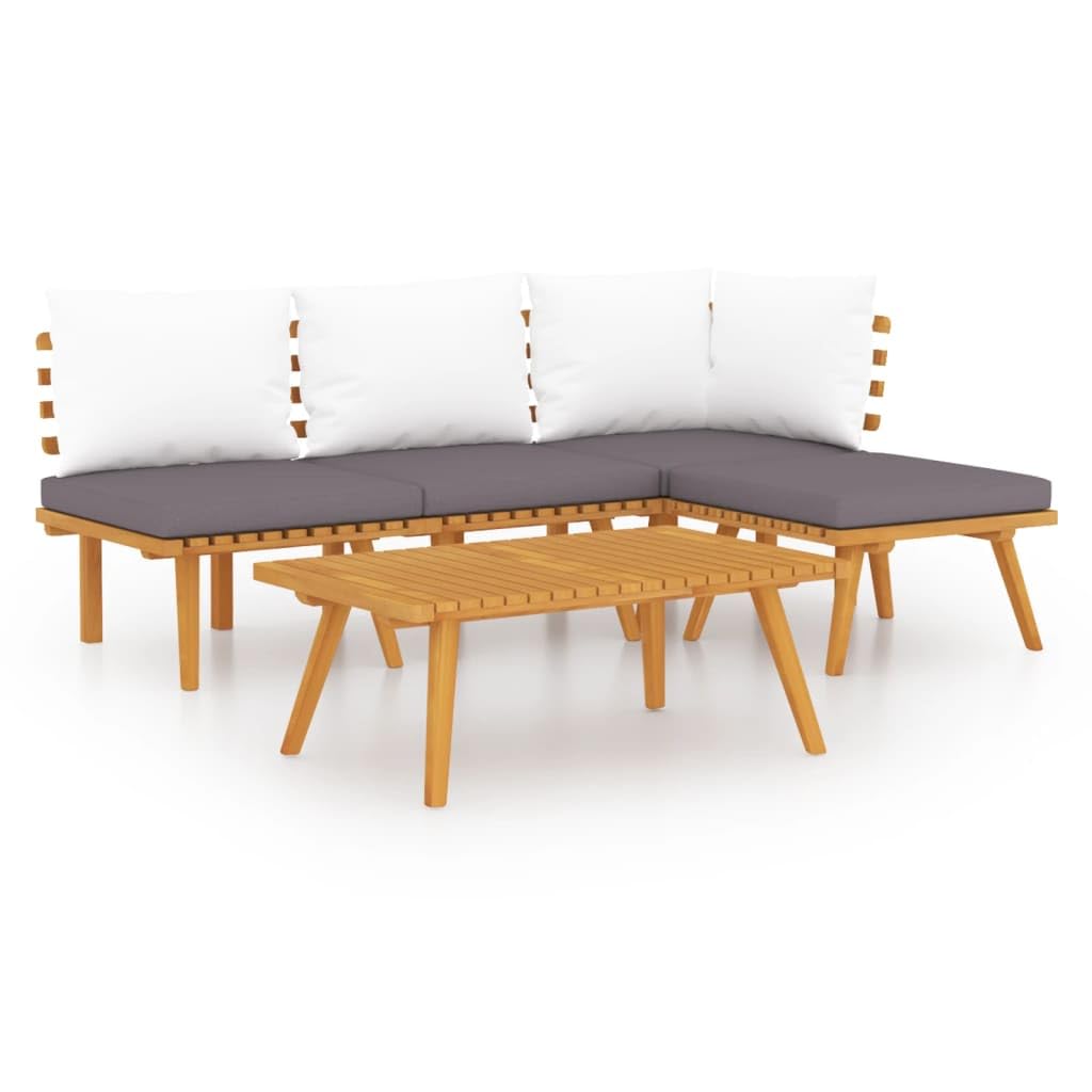 vidaXL 5 Piece Patio Lounge Set with Cushions Solid Acacia Wood