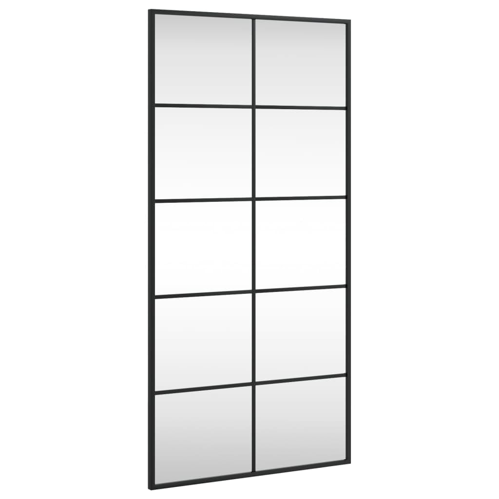 vidaXL Wall Mirror Black 19.7x39.4" Rectangle Iron"