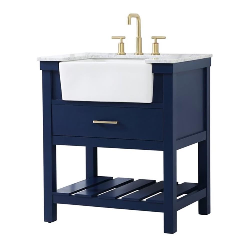 Elegant Decor Clement 30 Aluminum Mdf Single Bathroom Vanity In Blue