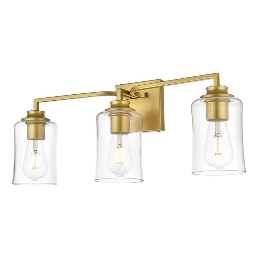 Living District Ronnie 3-Light Iron & Glass Bath Sconce In Brass/Clear