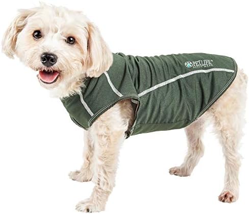 Pet Life  Active Racerbark 4-Way Stretch Performance Active Dog Tank Top T-Shirt, Olive Green - Small