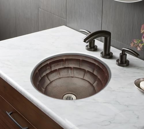 INNOVA COPPER ROUND BATH SINK TURTLE SHELL DESIGN ROUND LIP 15X15X5 G18 DARK BROWN