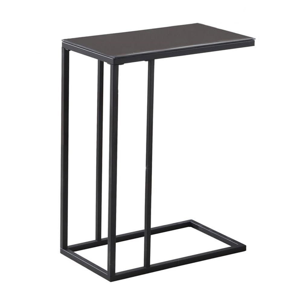 Accent Table, C-Shaped, End, Side, Snack, Living Room, Bedroom, Metal, Tempered Glass, Black, Contemporary, Modern