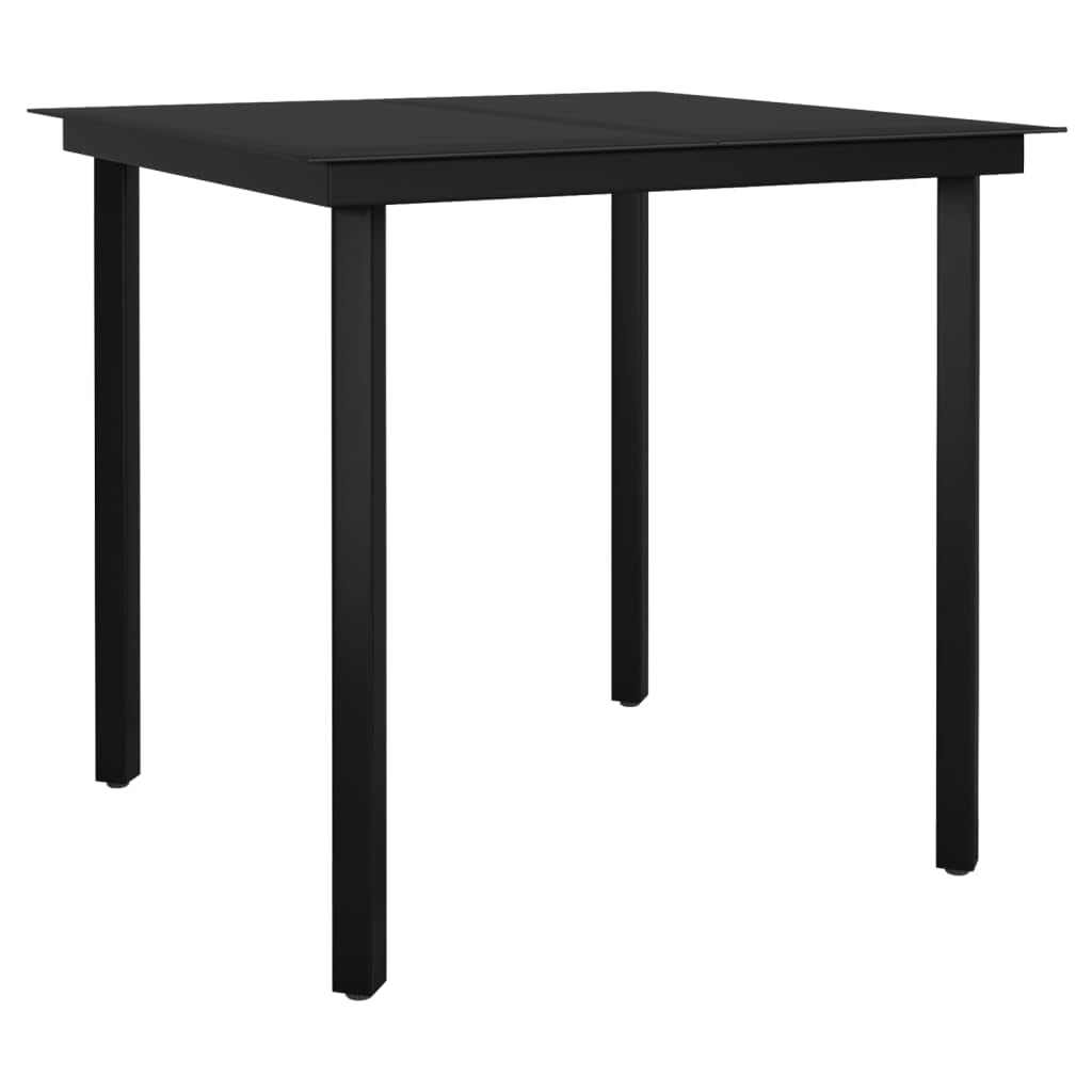 vidaXL Patio Dining Table Black 31.5x31.5"x29.1" Steel and Glass"
