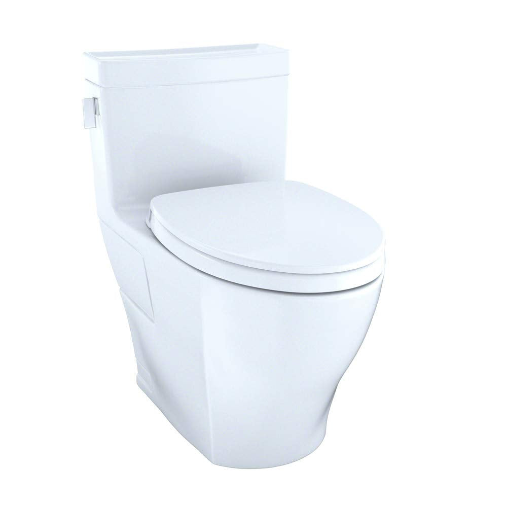 Toto Ms624124Cefg#01 Legato Washlet Elongated 1.28 Gpf Universal Height Skirted Cefiontect, White-Ms624124Cefg One-Piece Toilet, Cotton White