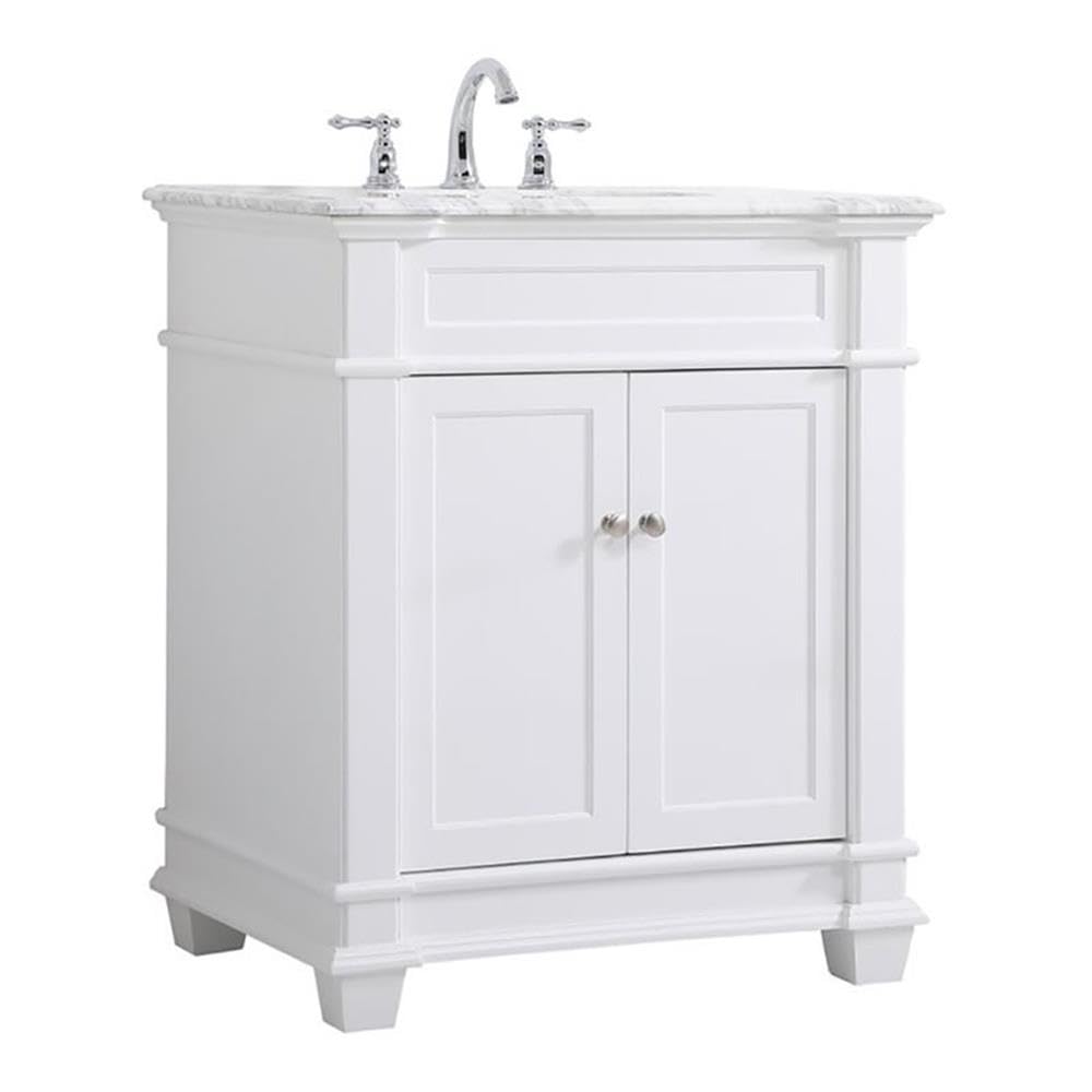Elegant Decor Wesley 30 Steel And Solid Wood Single Bathroom Vanity Set - White