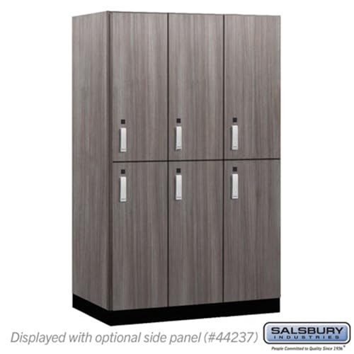 Salsbury 15 Wide Premier Wood Locker-Double Tier-3 Wide-6 Feet High-24” Deep-Skyline Walnut-Silver Electronic Locks