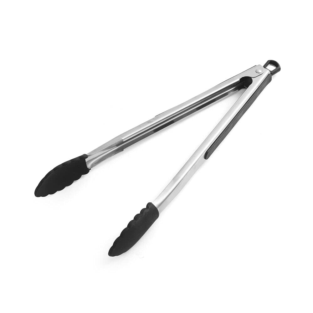 Farberware Professional Stainless Steel And Heat Resistant Nylon Locking Kitchen Tongs With Silicone Tips, 12-Inch