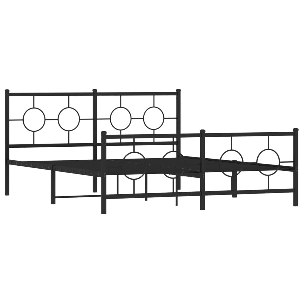 vidaXL Metal Bed Frame with Headboard and Footboard Black 59.1x78.7"
