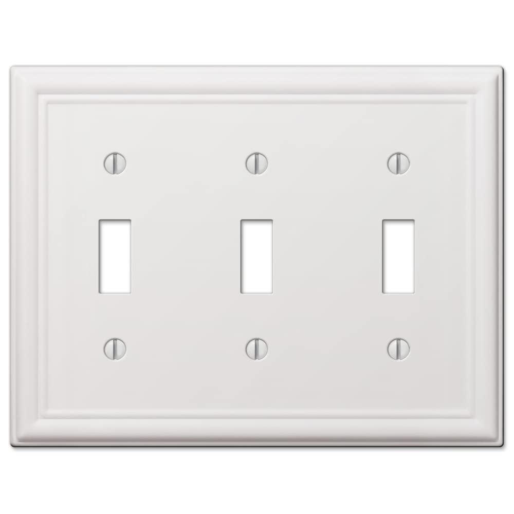 Amerelle 149Tttw Chelsea Wallplate, 3 Toggle, Steel, White, 1-Pack