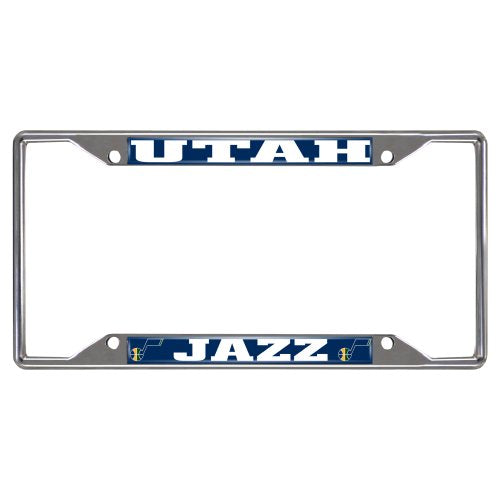 Fanmats 14937 Utah Jazz Chrome Metal License Plate Frame, Team Colors, 6.25In X 12.25In