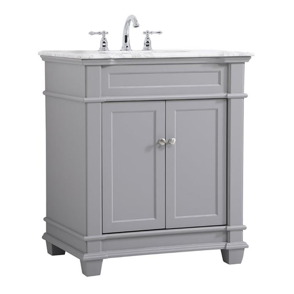 Elegant Decor Wesley 30 Steel And Solid Wood Single Bathroom Vanity Set In Gray