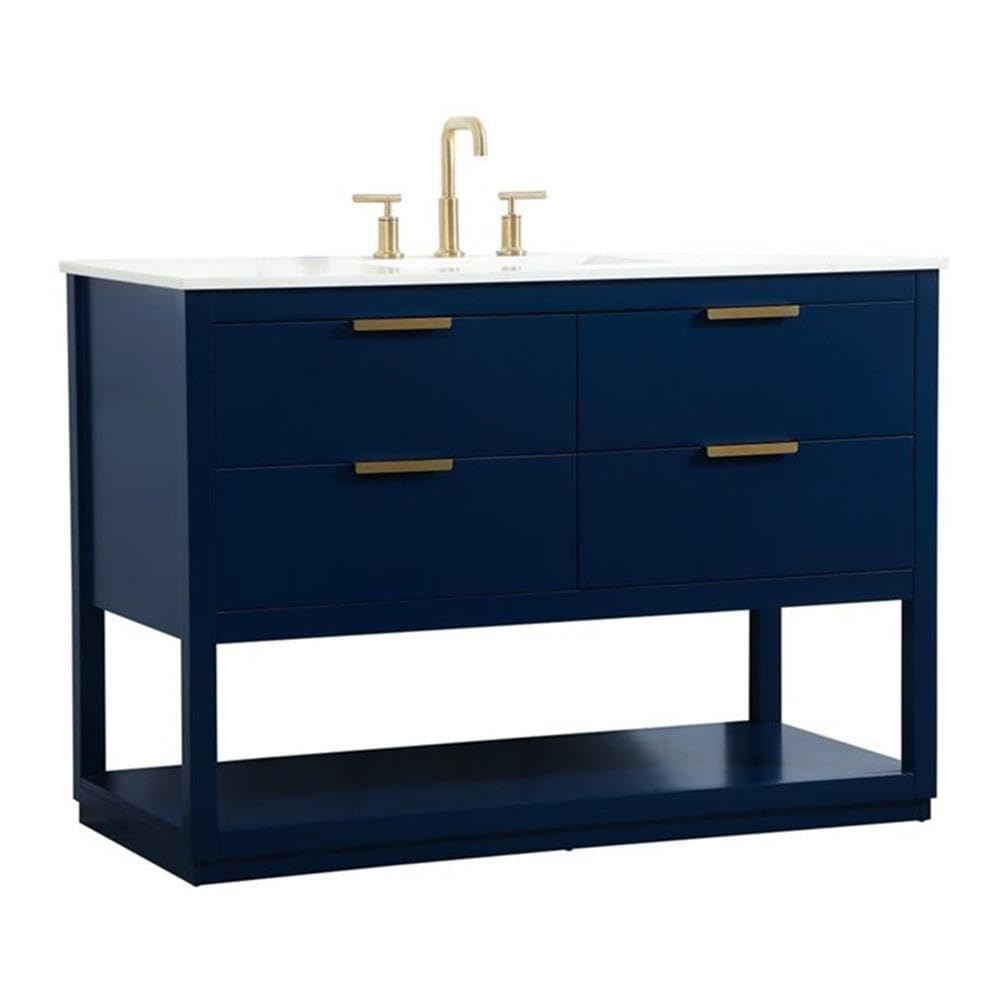 Elegant Decor Larkin 48 Solid Wood Mdf Single Bathroom Vanity In Blue