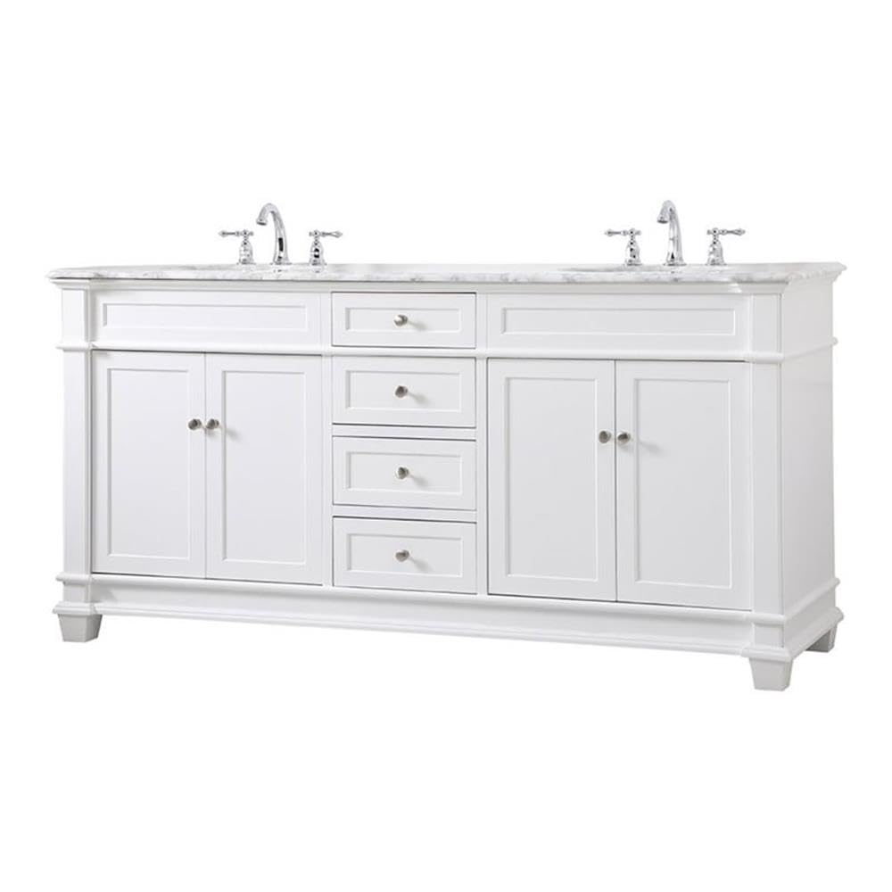 Elegant Decor Wesley 72 Steel And Solid Wood Double Bathroom Vanity Set - White