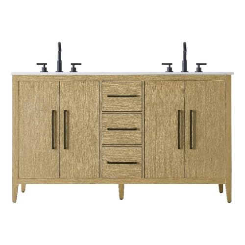 60 Inch Double Bathroom Vanity In Honey Brown
