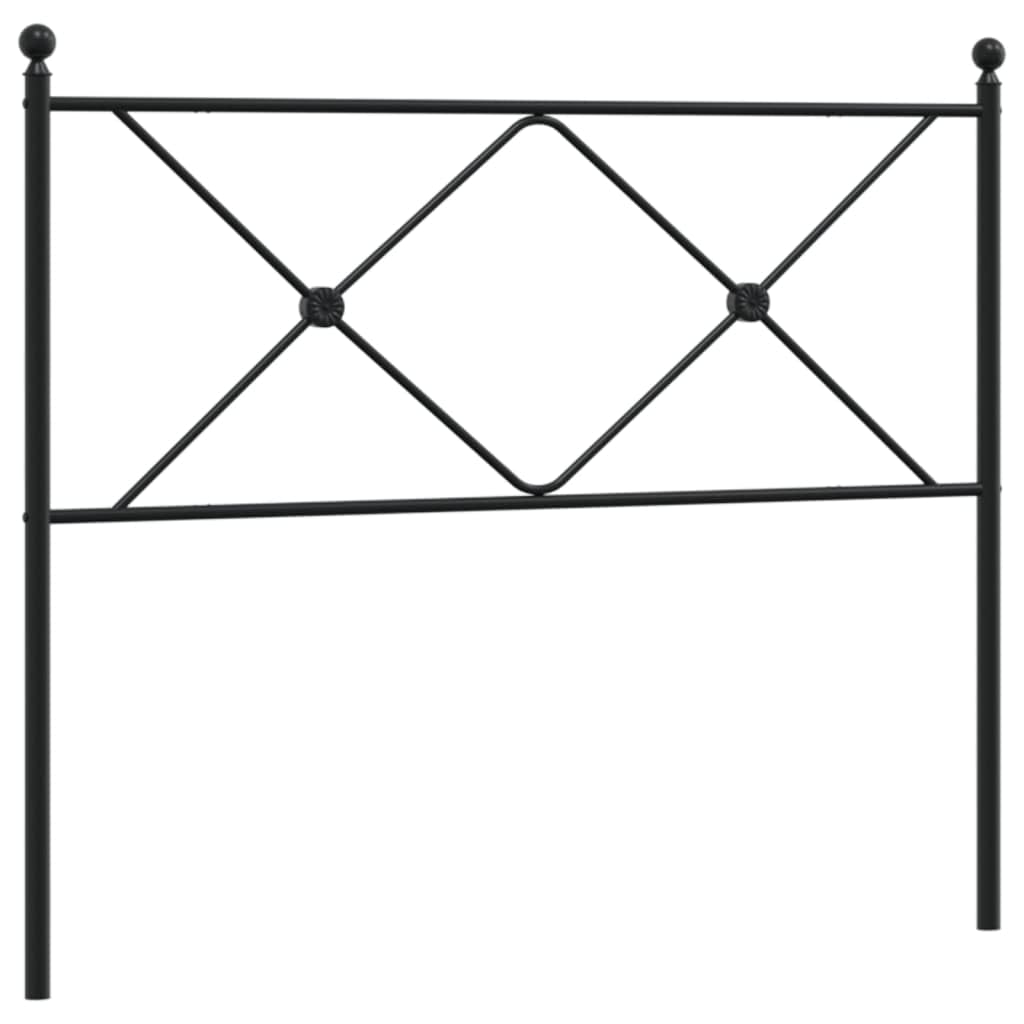 Vidaxl Metal Headboard With Back Support For Bedroom - Black, Sturdy Steel Design, Simple Assembly, 41.3'X1.2'X35.6' Compatible With 39.4' Mattress