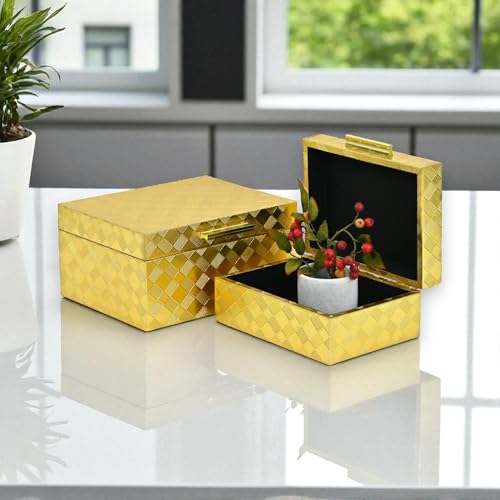 Zuleika Vinyl Diamond Checkered Pattern Box Set - Gold
