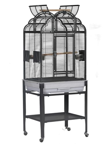 22x17??Victorian Top Cage with Plastic Base and Drop Down Door