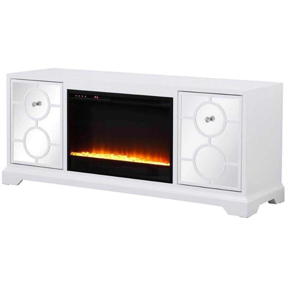 Elegant Decor Modern 60' Wood Tv Stand With Crystal Fireplace In White