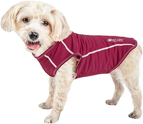 Pet Life  Active Racerbark 4-Way Stretch Performance Active Dog Tank Top T-Shirt, Maroon - Small