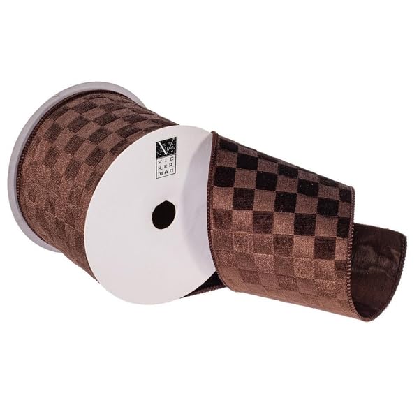 4x10yd Brown Velvet Checkered Satin