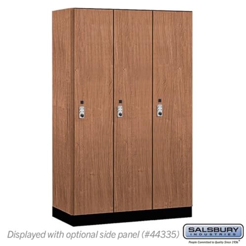 Salsbury 15 Wide Premier Wood Locker-Single Tier-3 Wide-6 Feet High-21” Deep-Red Oak-Silver Resettable Combination Locks