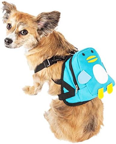 Pet Life  'Waggler Hobbler' Large-Pocketed Compartmental Animated Dog Harness Backpack, Blue - Small