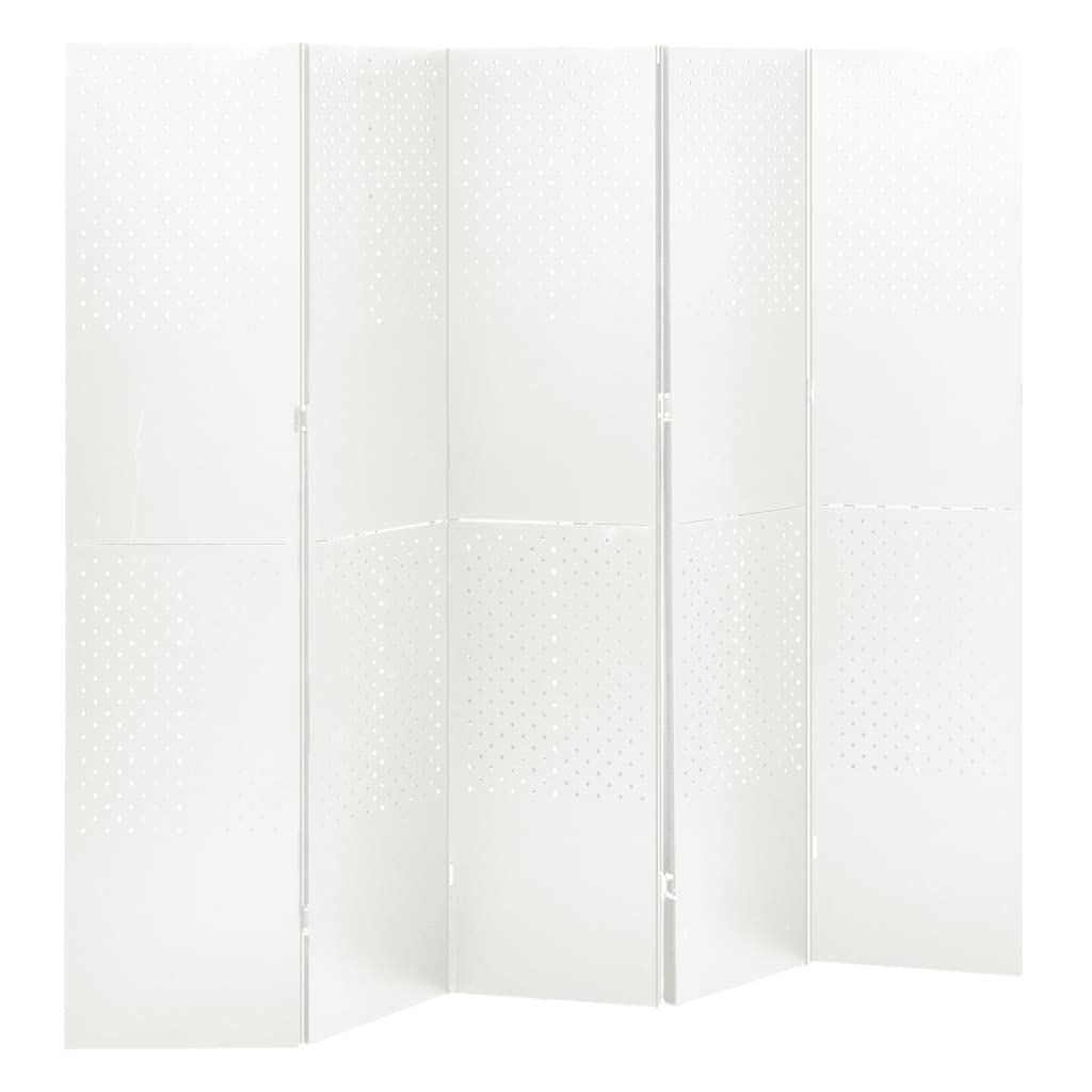 vidaXL 5-Panel Room Divider White 78.7x70.9" Steel"
