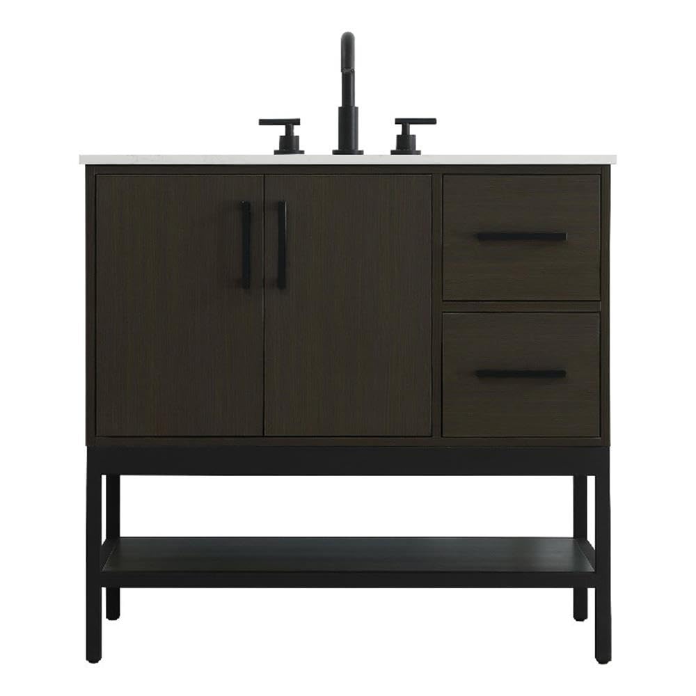 36 inch Single Bathroom Vanity in Mocha Brown