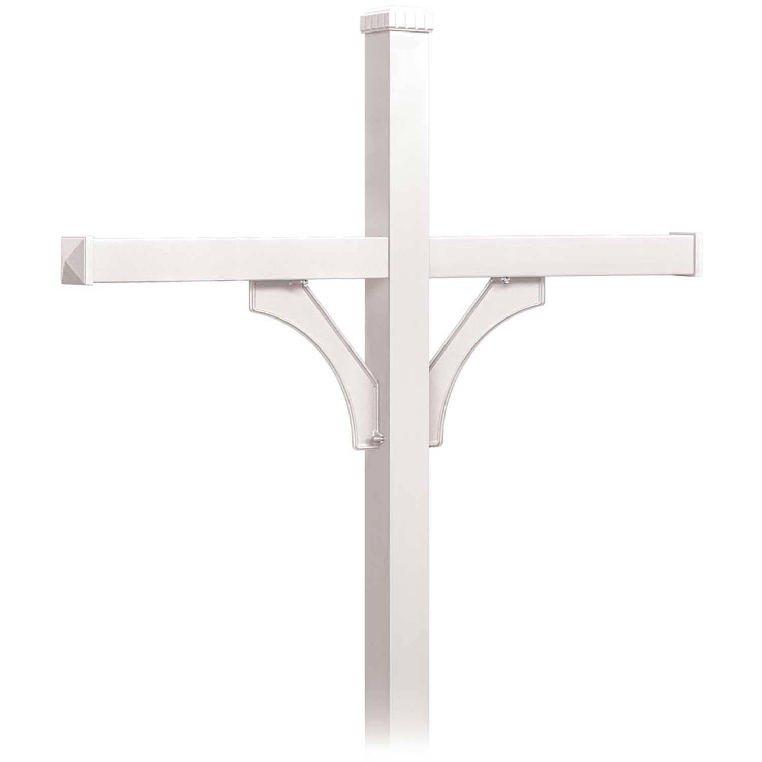 Deluxe Post - 2 Sided - In-Ground Mounted - for (4) Roadside Mailboxes - White