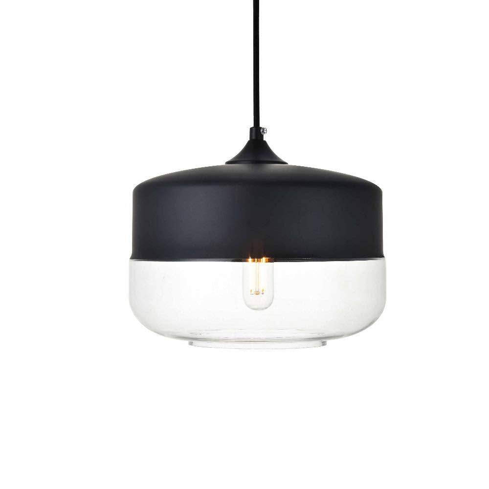 Ashwell 1 Light Black Pendant With Clear Glass
