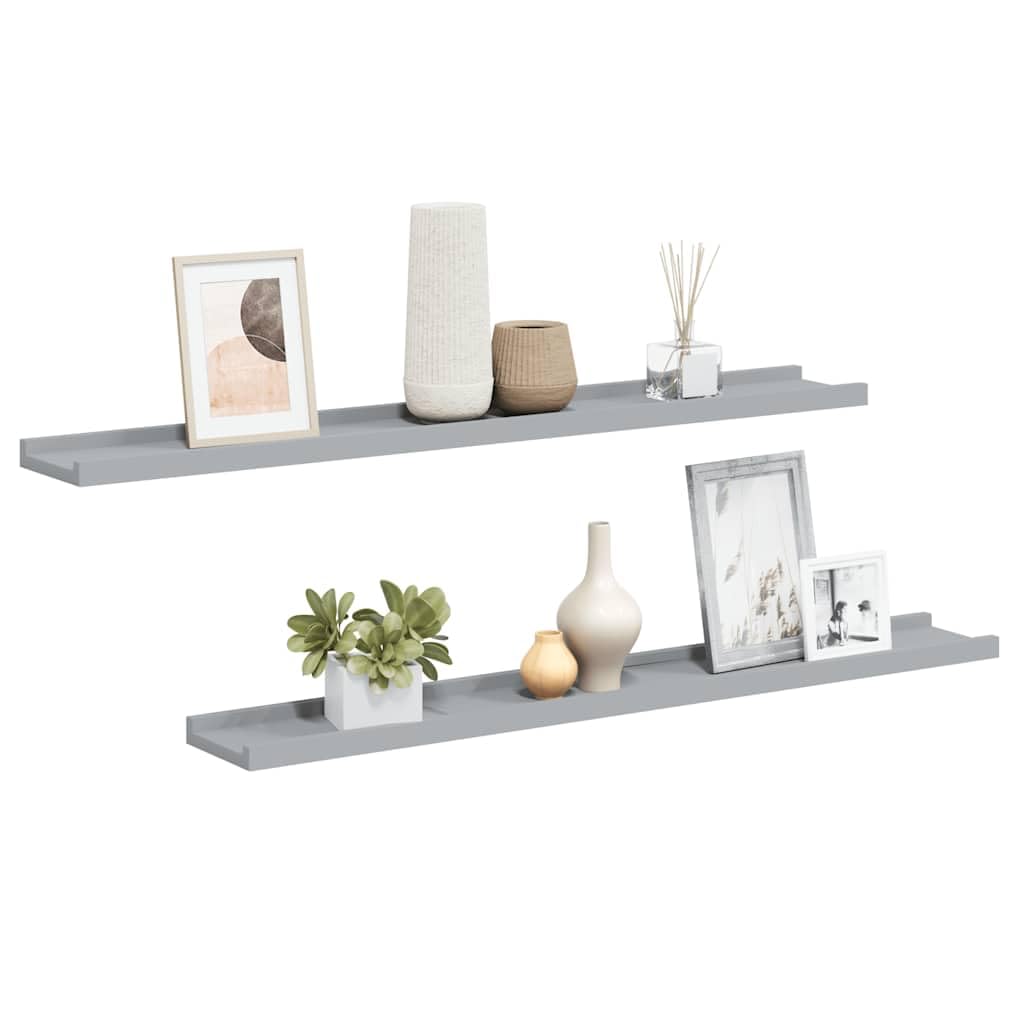 vidaXL Picture Frame Ledge Shelves 2 pcs Gray 31.5x3.5??1.2??MDF