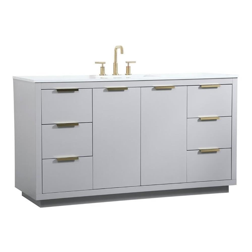 Elegant Decor Blake 60 Aluminum Alloy Mdf Single Bathroom Vanity In Gray