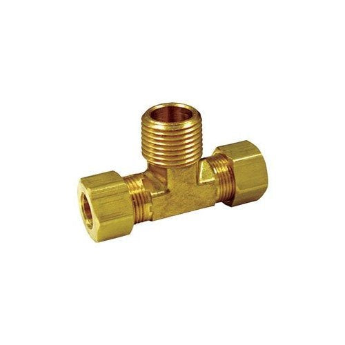 Jmf 1/2 In. Dia. X 1/2 In. Dia. X 1/2 In. Dia. Compression To Compression To Mpt Yellow Brass Tee