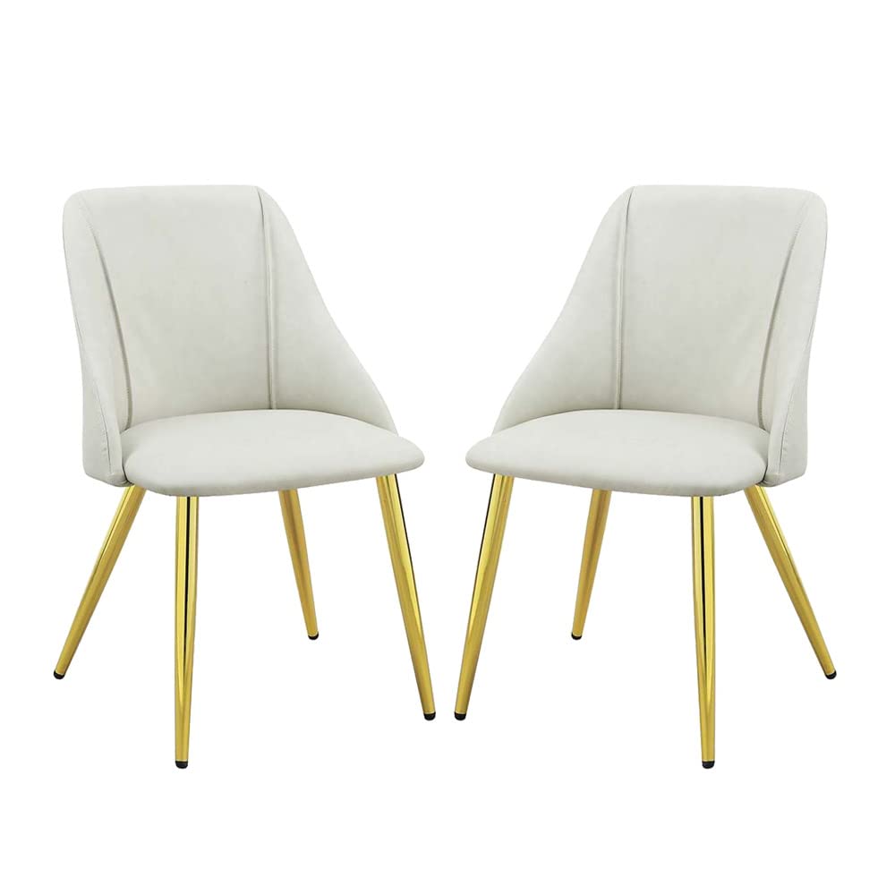 DN01259 Side Chair(Set-2), White PU - Gaines ( 2Pc/1Ctn )